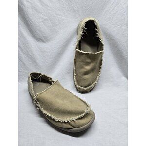 Crocs Santa Cruz Canvas Slip-On Shoes Loafers Men's 10 Tan Khaki Distressed Vibe